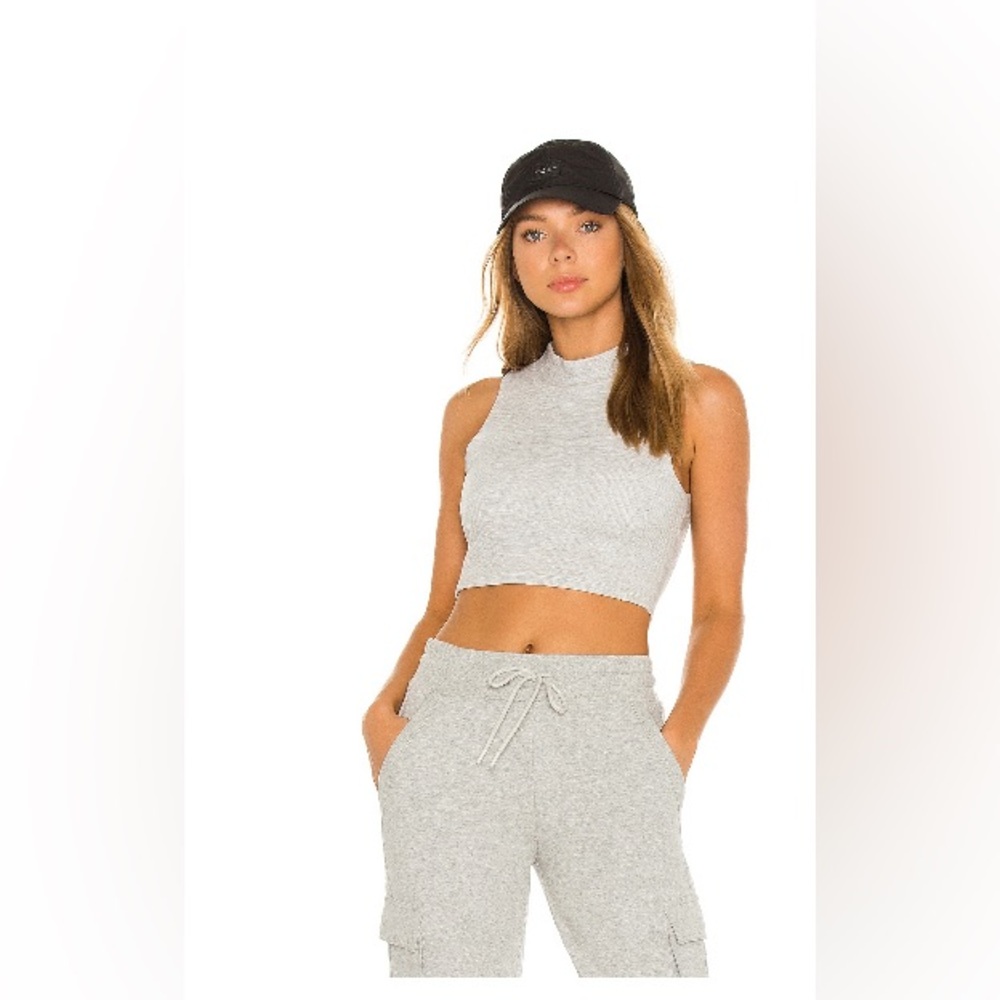 ALO grey jogger set with high neck crop top